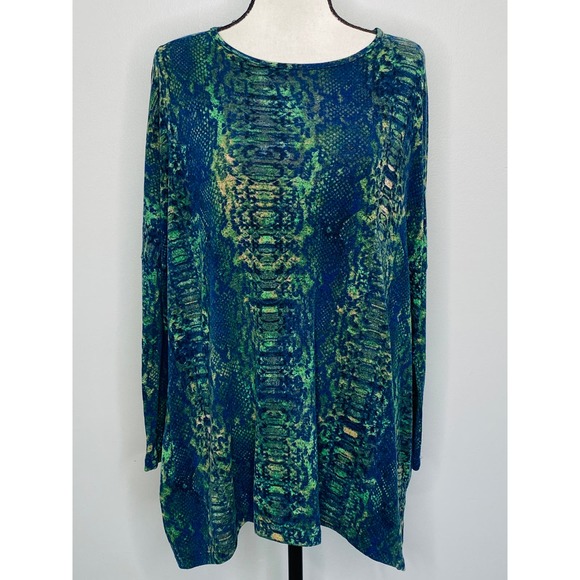 Clara Sun Woo Oversized Snake Print Dolman Top Womens XS Boxy Maximalist Chic - Picture 2 of 11
